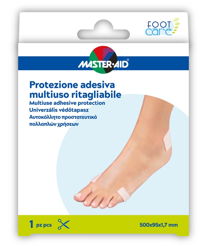 PROTEZIONE ADESIVA MULTIUSO MASTER-AID FOOTCARE RITAGLIABILE 50X9,5 CM A6 - Metafarm