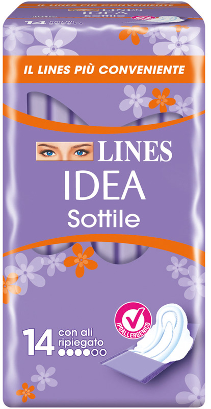 LINES IDEA ASSORBENTE SOTTILE RIPIEGATO CON ALI 14 PEZZI - Metafarm