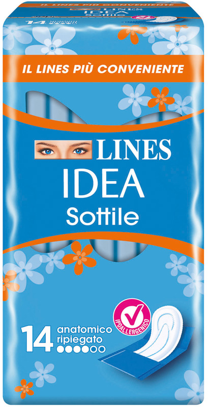 LINES IDEA ASSORBENTE SOTTILE RIPIEGATO ANATOMICO 14 PEZZI - Metafarm