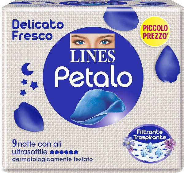 LINES PETALO BLU ASSORBENTE NOTTE 9 PEZZI - Metafarm