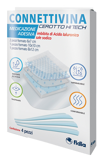 CEROTTO CONNETTIVINA HITECH 4 MISURE MISTE 2 PEZZI 6 X 7 CM + 1 PEZZO 10 X 10 CM + 1 PEZZO 8 X 12 CM - Metafarm
