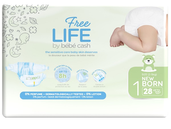 FREELIFE BY BEBECASH PANNOLINI NEW BORN TAGLIA 1 2-4 KG GIROVITA 30-41 CM 28 PEZZI - Metafarm