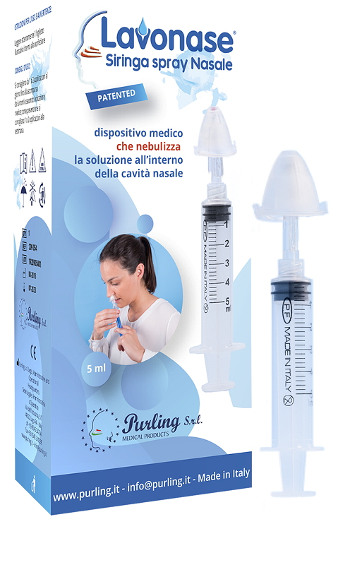 LAVONASE SIRINGA SPRAY NASALE NON STERILE 5 ML LUER-LOCK CON CAPPUCCIO + UGELLO NASALE CON RACCORDO LUER-LOCK + PERFORATORE CON VALVOLA NON RITORNO CON TAPPO - Metafarm
