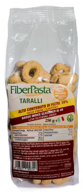 FIBERPASTA TARALLI BASSO INDICE GLICEMICO 250 G - Metafarm