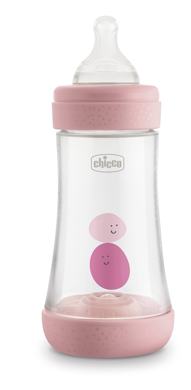 CHICCO BIBERON PERFECT 5 GIRL 240 ML IN SILICONE 2 FORI - Metafarm