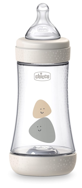 CHICCO BIBERON PERFECT 5 UNISEX 240 ML IN SILICONE 2 FORI - Metafarm