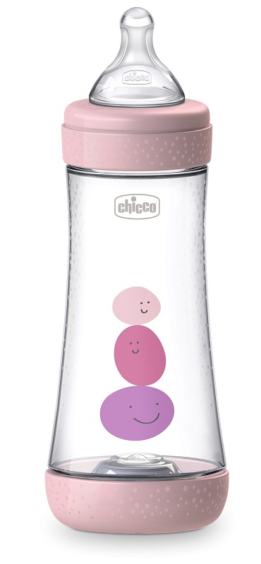 CHICCO BIBERON PERFECT 5 GIRL 300 ML IN SILICONE 3 FORI - Metafarm
