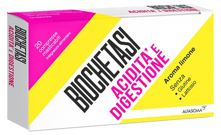 BIOCHETASI ACIDITA' E DIGESTIONE 20 COMPRESSE MASTICABILI AROMA LIMONE - Metafarm