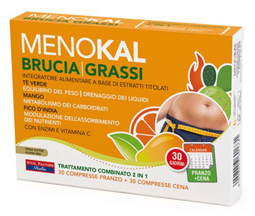 MENOKAL BRUCIAGRASSI 30 COMPRESSE PRANZO + 30 COMPRESSE CENA - Metafarm