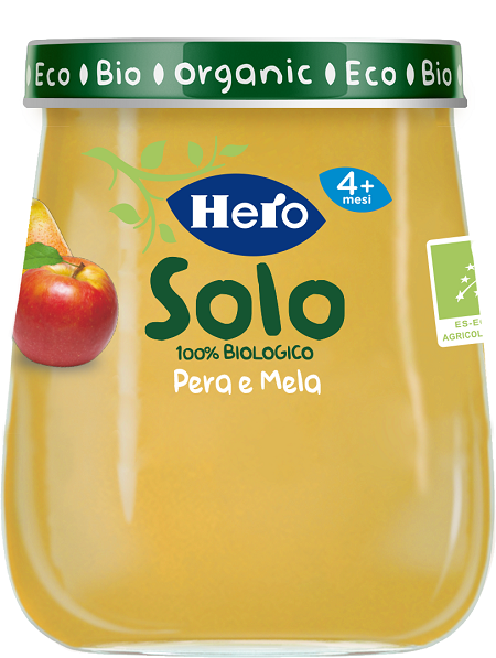 HERO SOLO OMOGENEIZZATO PERA MELA 100% BIO 120 G - Metafarm
