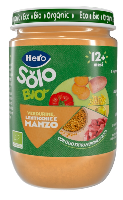 HERO SOLO OMOGENEIZZATO VERDURINE LENTICCHIE MANZO 100% BIO 190 G - Metafarm