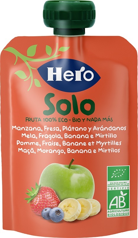 HERO SOLO FRUTTA FRULLATA 100% BIO MELA BANANA FRAGOLA 100 G - Metafarm