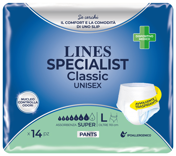 PANNOLONE A MUTANDA LINES SPECIALIST CLASSIC PANTS SUPER L 14 PEZZI - Metafarm