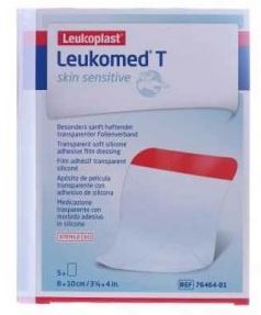 LEUKOMED T PLUS SKIN SENSITIVE MEDICAZIONE POST-OPERATORIA TRASPARENTE MPERMEABILE CON MASSA ADESIVA AL SILICONE 8X10CM 5 PEZZI - Metafarm