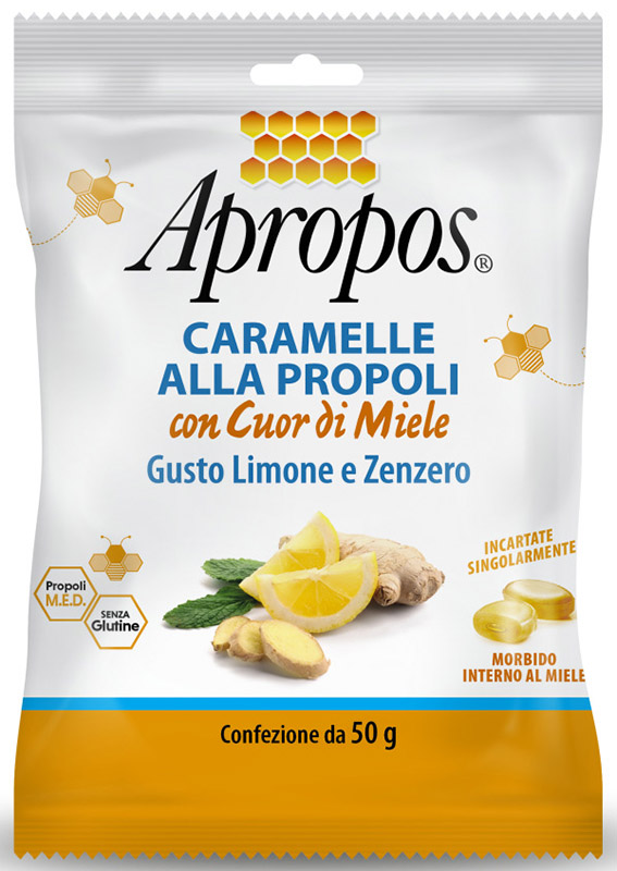 APROPOS CARAMELLE DURE LIMONE/ZENZERO CUOR DI MIELE 50 G - Metafarm