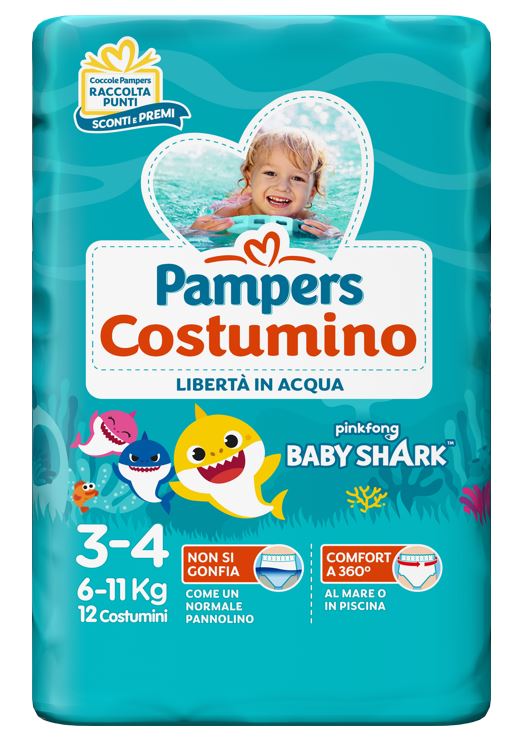 PAMPERS COSTUMINO BABY SHARK CP S3-4 12 PEZZI - Metafarm
