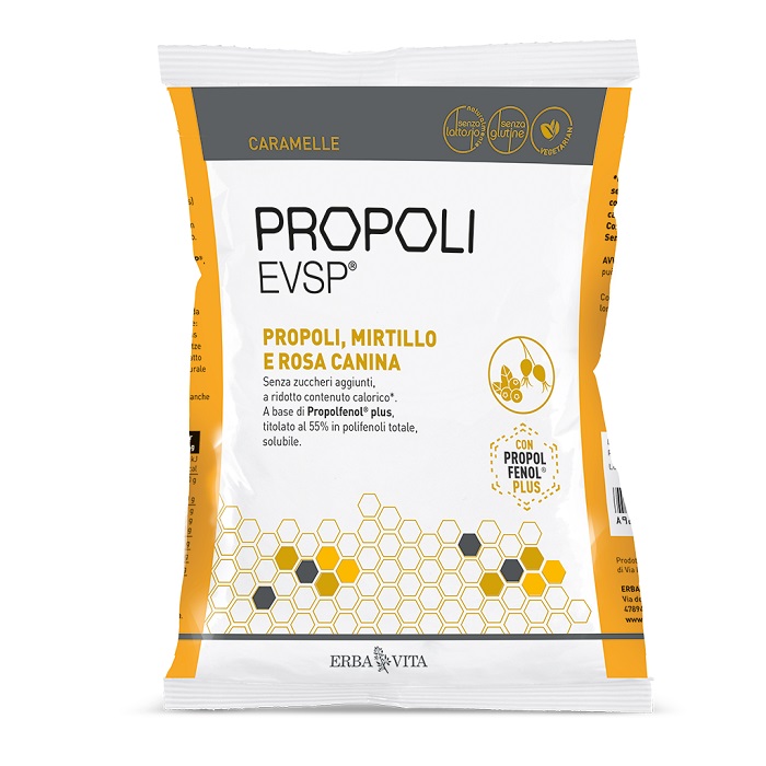 PROPOLI EVSP CARAMELLE PROPOLI MIRTILLO ROSA CANINA 65 G - Metafarm