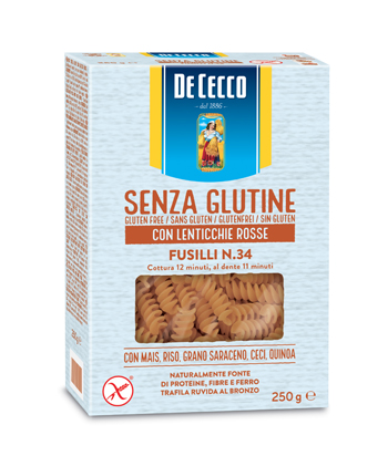 DE CECCO FUSILLI N34 LENTICCHIE ROSSE 250 G - Metafarm