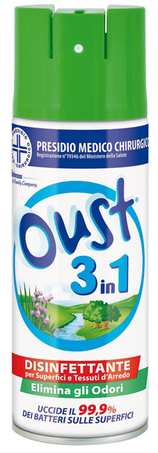 OUST 3 IN 1 DISINFETTANTE PER SUPERFICI E TESSUTI D'ARREDO 400 ML - Metafarm