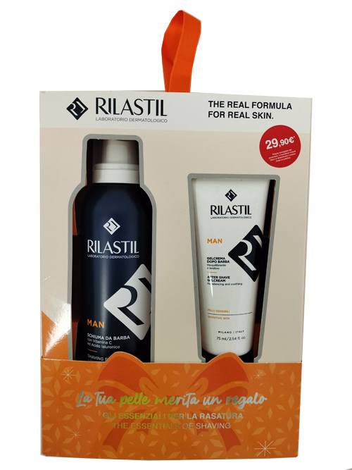 RILASTIL COFANETTO MAN 1 RILASTIL MAN GEL CREMA DOPOBARBA 75 ML + 1 RILASTIL MAN SCHIUMA DA BARBA 200 ML - Metafarm