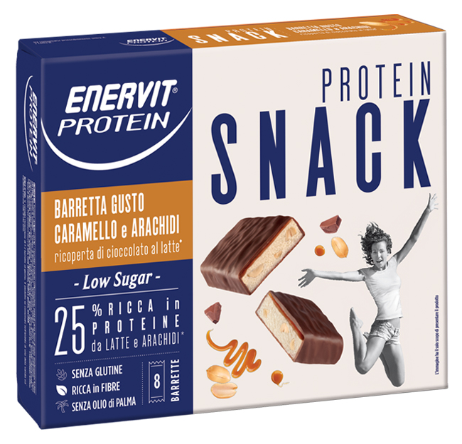 ENERVIT PROTEIN SNACK CARAMELLO ARACHIDI LOW SUGAR 8 BARRETTE 31 G - Metafarm
