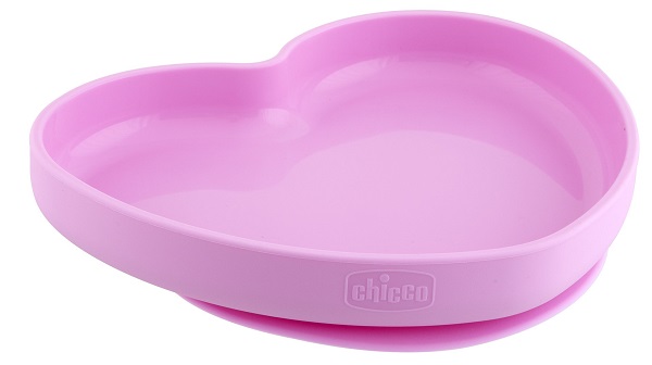 CHICCO PIATTO CUORE VENTOSA SILICONE ROSA - Metafarm