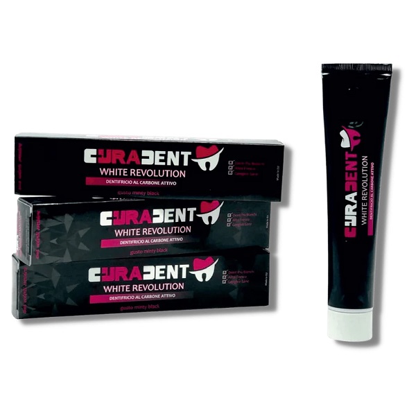 CURADENT DENTIFRICIO EXTREME WHITE SBIANCANTE AL CARBONE 75 ML - Metafarm