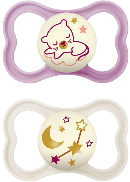 MAM AIR NIGHT SUCCHIETTO 16+ MESI SILICONE FEMMINA 2 PEZZI - Metafarm