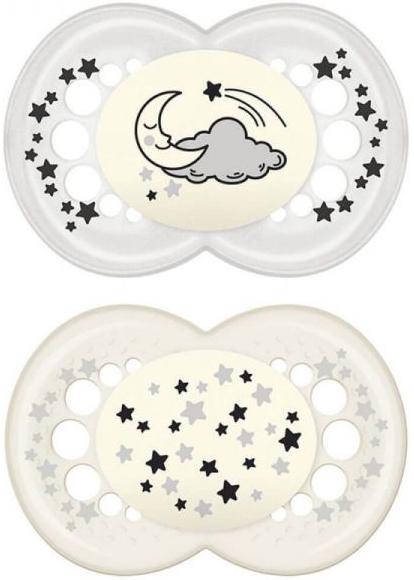 MAM SUCCHIETTO ORIGINAL NIGHT 6+ MESI SILICONE NEUTRO 2 PEZZI - Metafarm