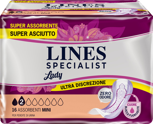 ASSORBENTI PER INCONTINENZA LINES SPECIALIST LADY MINI 16 PEZZI - Metafarm