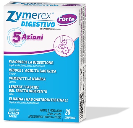 ZYMEREX DIGESTIVO FORTE 5 AZIONI 20 COMPRESSE MASTICABILI - Metafarm