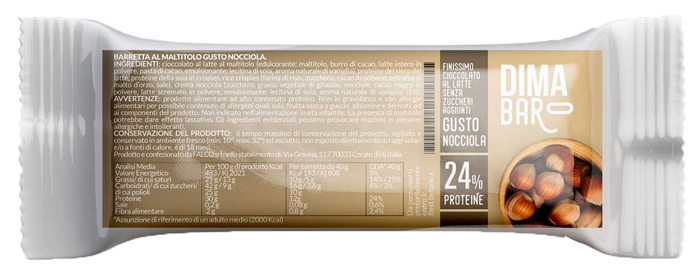 DIMABAR BARRETTA AL MALTITOLO GUSTO NOCCIOLA 40 G - Metafarm