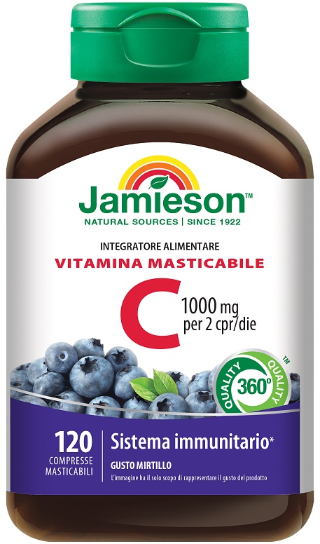 JAMIESON VITAMINA C 1000 MIRTILLO 120 COMPRESSE MASTICABILI - Metafarm