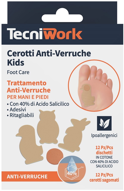 CEROTTO ANTI VERRUCHE BIMBI 12 PEZZI + 12 FIXING ANIMIALI TERRA COLORE BEIGE - Metafarm