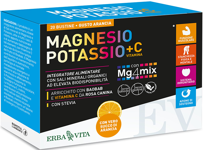 MAGNESIO POTASSIO +C VITAMINA GUSTO ARANCIA 20 BUSTINE DA 3,8 G - Metafarm