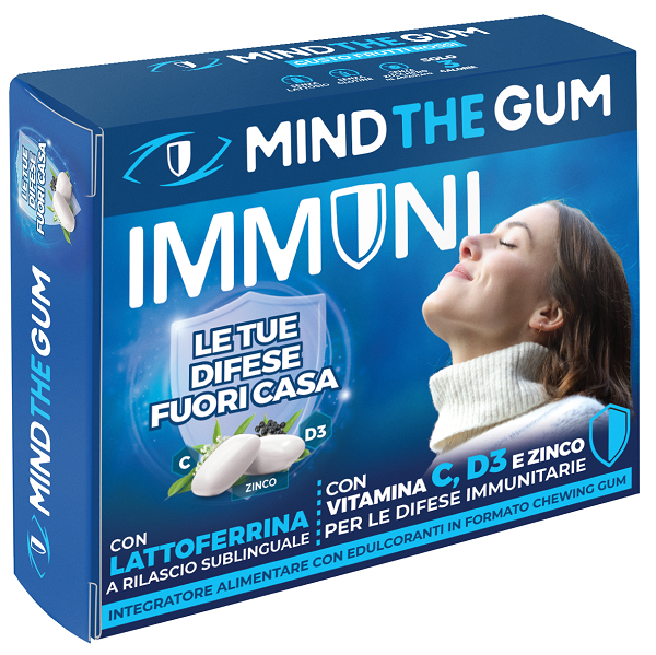 MIND THE GUM IMMUNI CON LATTOFERRINA 18 GOMME CONFETTATE SENZA ZUCCHERO - Metafarm