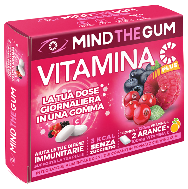 MIND THE GUM VITAMINA C FRUTTI ROSSI 18 GOMME CONFETTATE SENZA ZUCCHERO - Metafarm