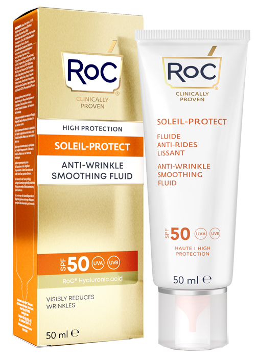 ROC FLUIDO SOLARE VISO SPF 50+ ANTI-RUGHE LEVIGANTE  50 ML - Metafarm