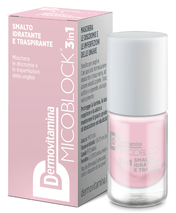 DERMOVITAMINA MICOBLOCK 3 IN 1 SMALTO IDRATANTE E TRASPIRANTE ROSA CHIARO 5 ML - Metafarm