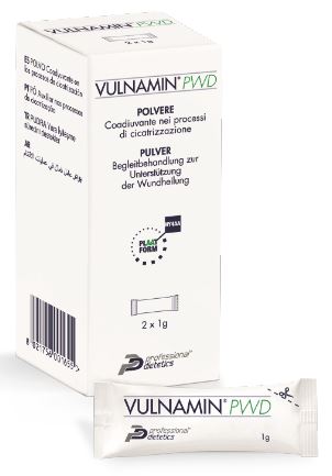 VULNAMIN PWD MEDICAZIONE INTERATTIVA IN POLVERE DI SODIO JALURONATO E AMINOACIDI 2 STICK PACK - Metafarm