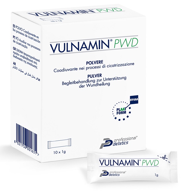 VULNAMIN PWD MEDICAZIONE INTERATTIVA IN POLVERE DI SODIO JALURONATO E AMINOACIDI 10 STICK PACK - Metafarm