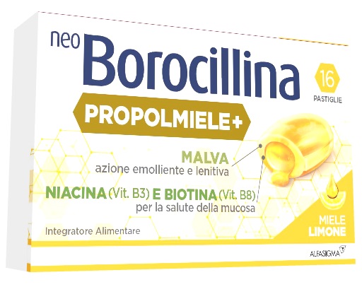 NEOBOROCILLINA PROPOLMIELE+ MIELE/LIMONE 16 PASTIGLIE - Metafarm