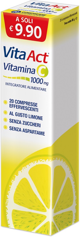 VITA ACT VITAMINA C 1000MG 20 COMPRESSE EFFERVESCENTI LIMONE - Metafarm
