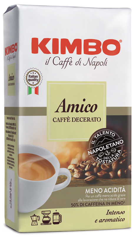 KIMBO AMICO CAFFE' TORREFATTO DECERATO E MACERATO 225 G - Metafarm