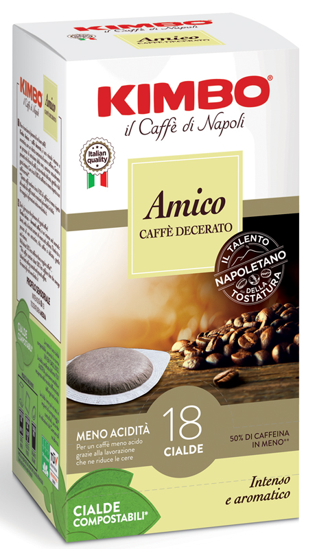 KIMBO AMICO CAFFE' TORREFATTO E DECERATO 18 CIALDE 7 G - Metafarm