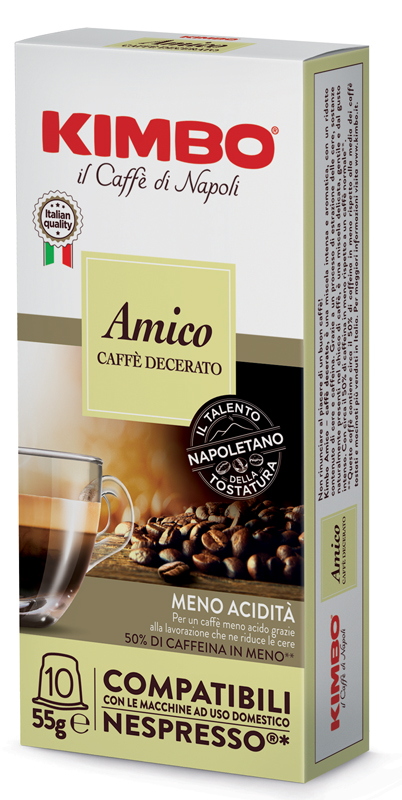 KIMBO AMICO CAFFE' TORREFATTO DECERATO E MACERATO 10 CAPSULE COMPATIBILI NESPRESSO 5,5 G - Metafarm