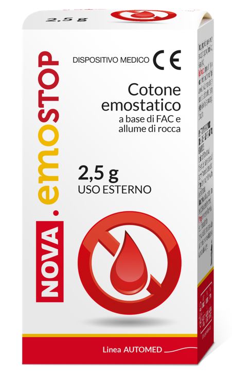 COTONE EMOSTATICO NOVA EMOSTOP CON FAC E ALLUME DI ROCCA 2,5 G - Metafarm