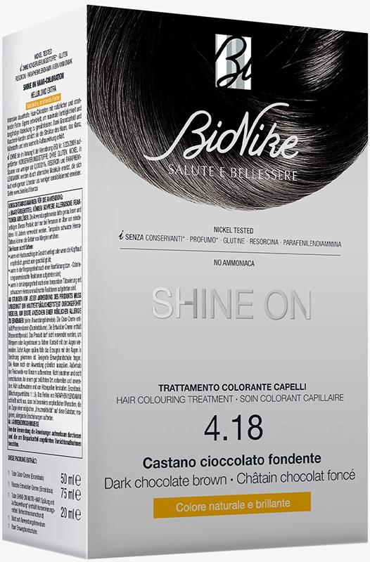 SHINE ON CASTANO CIOCCOLATO FONDENTE 4,18 FLACONE 75 ML + TUBO 50 ML - Metafarm