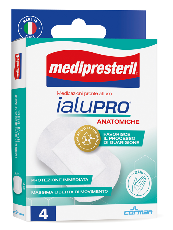 MEDIPRESTERIL IALUPRO MANI 5X7,5 CM 4 PEZZI - Metafarm