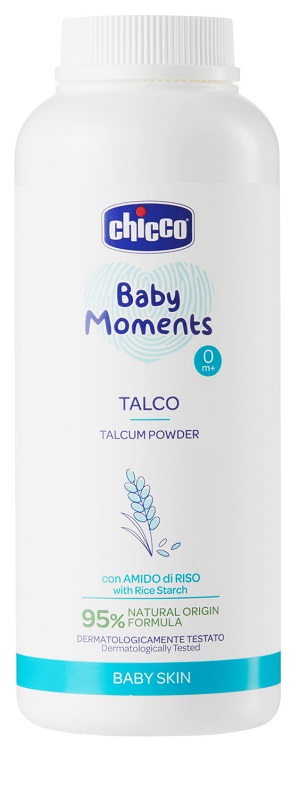 CHICCO BABY MOMENTS TALCO IN POLVERE CON AMIDO DI RISO 150 G - Metafarm